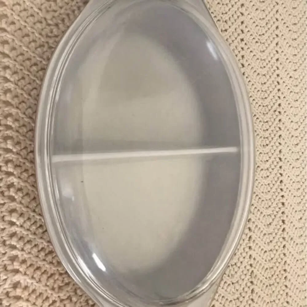 VTG Early American divided casserole dish with lid